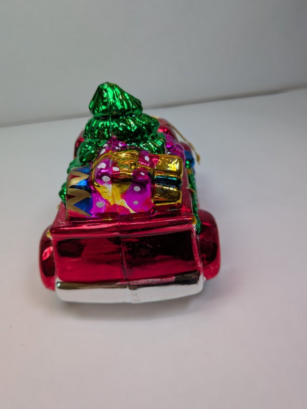 VTG Style Christmas Ornament Lot Red Truck Merry Christmas Joy Green Metallic - Picture 9 of 13